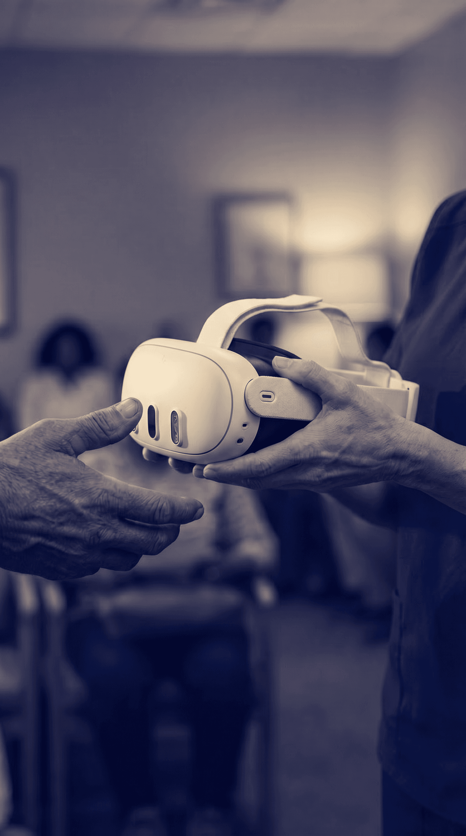 A patient receives a VR headset from a provider